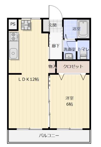 貞方第2ビル(1LDK/1階)の間取り写真