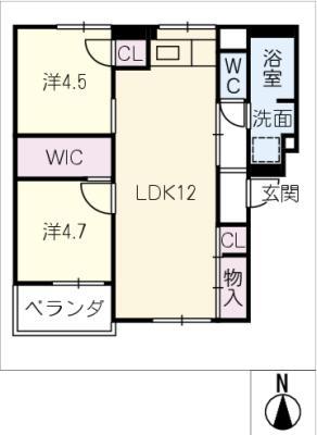 レジデンス野上(2LDK/2階)の間取り写真