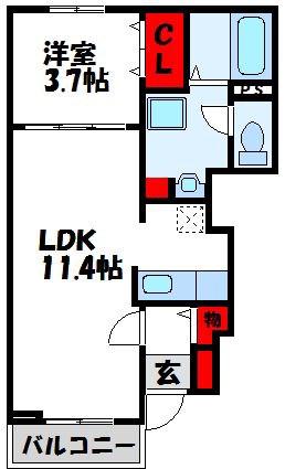 PASTORALE 今古賀 III(1LDK/1階)の間取り写真