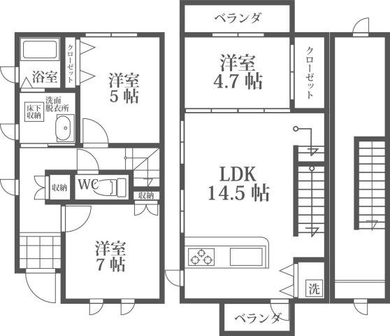 シャルマンハイム(3LDK/1階)の間取り写真