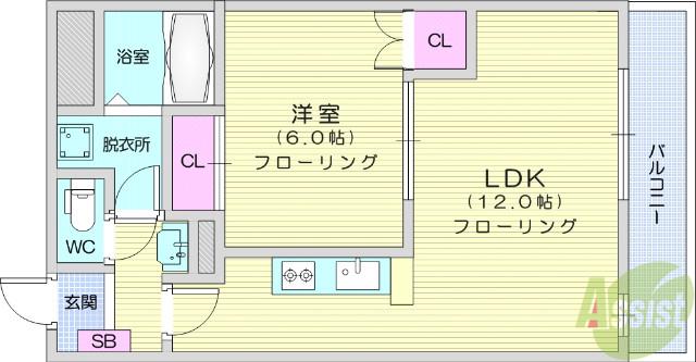 サニープラザ円(1LDK/2階)の間取り写真