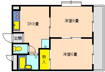 メゾン長尾(2DK/3階)の間取り写真