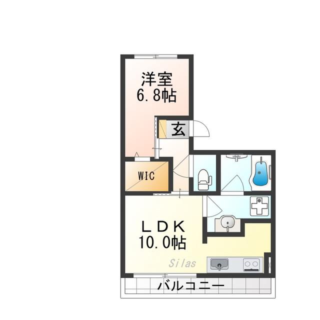 ラ・プロスペリテ 住居(1LDK/2階)の間取り写真