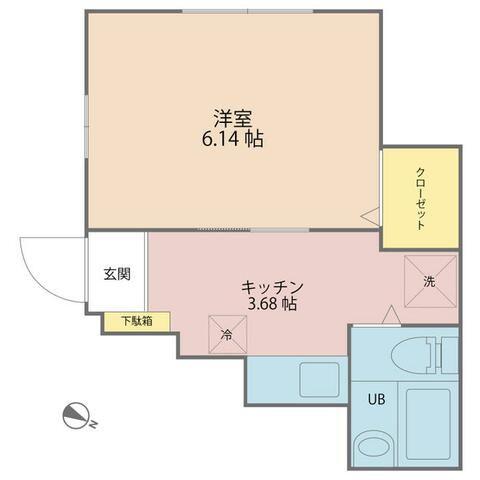 Iコンフォート(1K/1階)の間取り写真