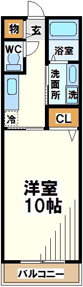 サンパティーク(1K/3階)の間取り写真