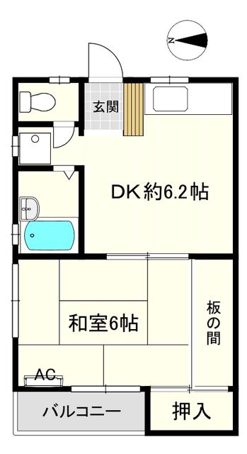 クローバーハイツ(1DK/1階)の間取り写真