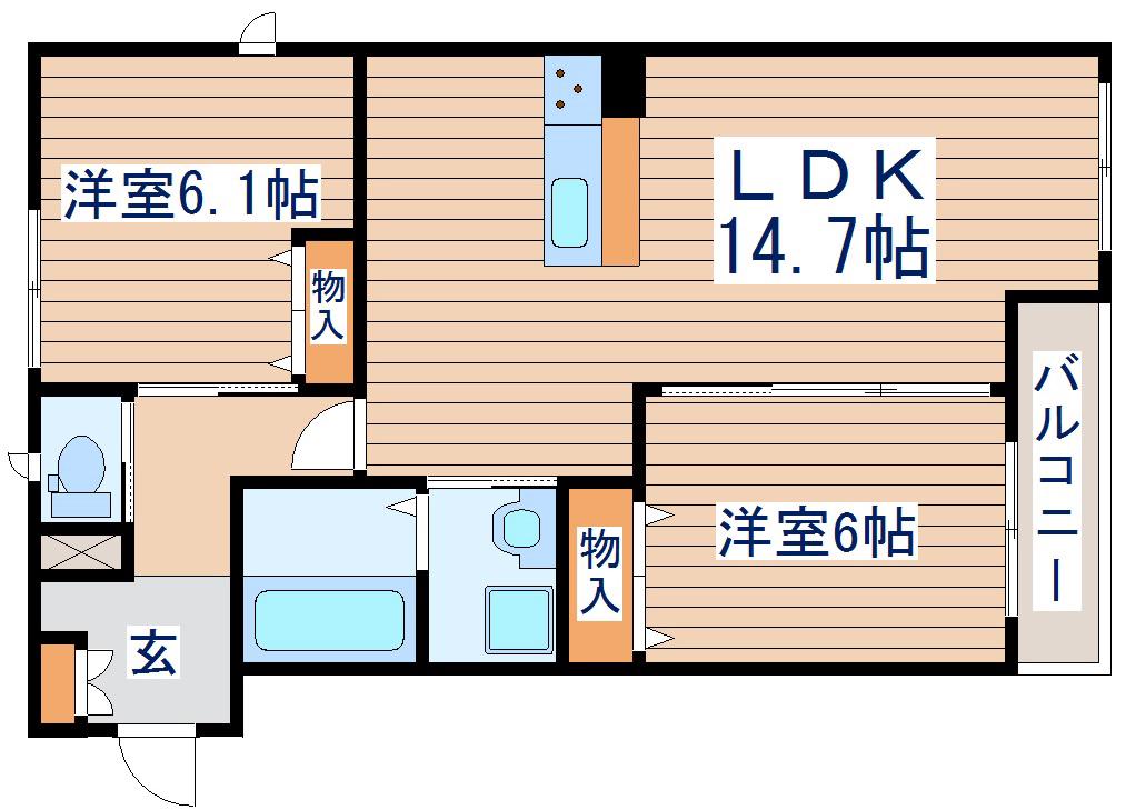 R-GRACIA榴ヶ岡(2LDK/3階)の間取り写真
