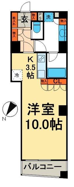 パークアクシス日本橋ステージ(1K/3階)の間取り写真