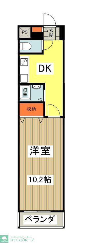高野ビル(1DK/3階)の間取り写真