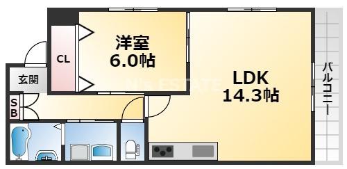 プレジール兵庫駅前(1LDK/1階)の間取り写真