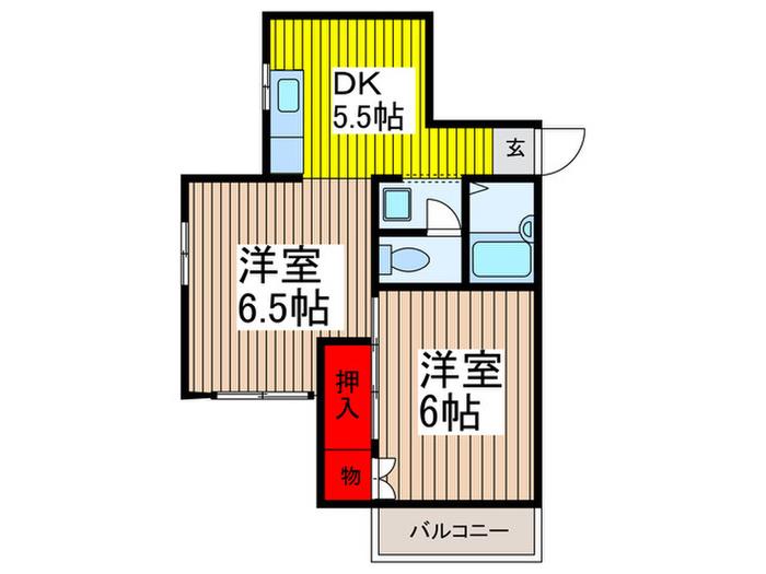 キャピタルD(2DK/2階)の間取り写真