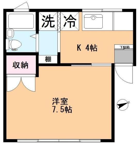 コーポさわはんIII(1K/1階)の間取り写真