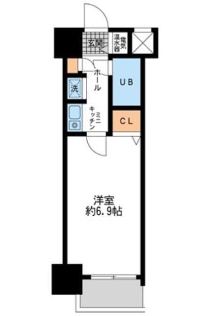 ダイヤモンドタワー鶴見(1K/1階)の間取り写真