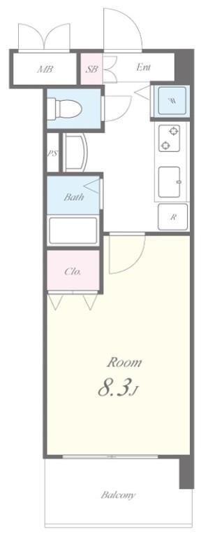 ステラコート桜川(1K/6階)の間取り写真