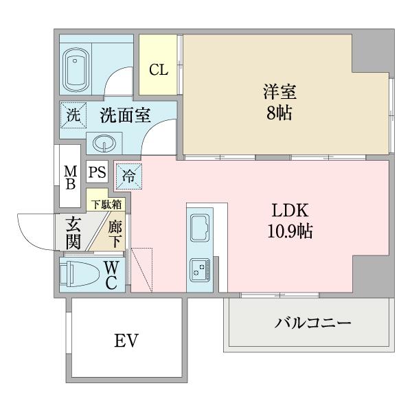 THOUSAND SHINーOSAKA(1LDK/2階)の間取り写真