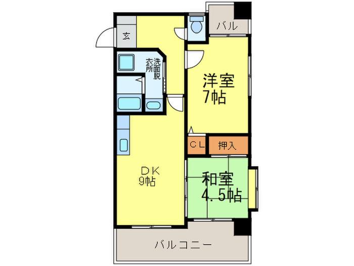 セレーヴル博多南(2DK/3階)の間取り写真