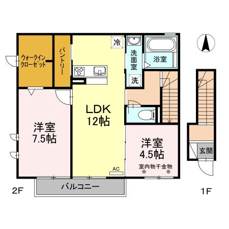 MAISON DE SOLEIL(2LDK/2階)の間取り写真
