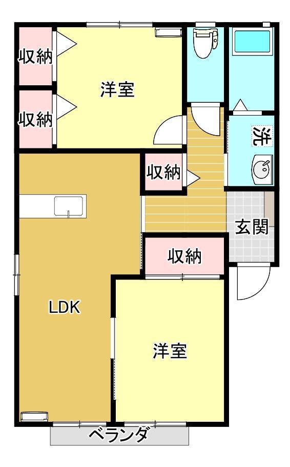 ディアス琵琶(2LDK/2階)の間取り写真
