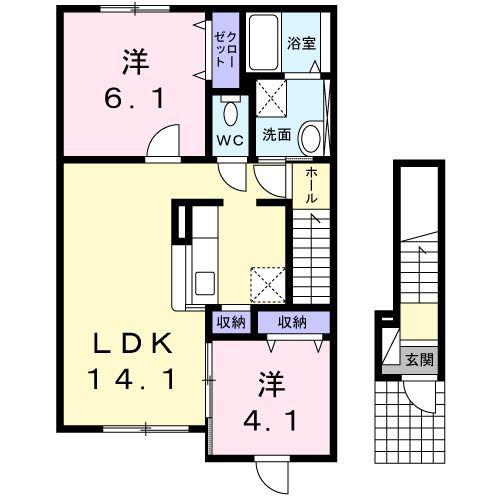 ＪＲ函館本線 旭川駅 バス乗車時間：20分 最寄りバス停で下車 徒歩4分 2階建 築12年(2LDK/2階)の間取り写真