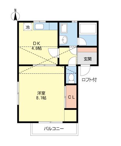 エグレット・福浜(1DK/2階)の間取り写真