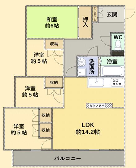クレドール須磨(4LDK/2階)の間取り写真