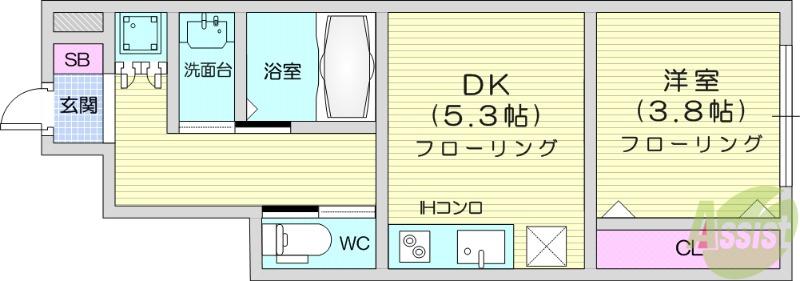 STAR RICH COURT(1DK/1階)の間取り写真