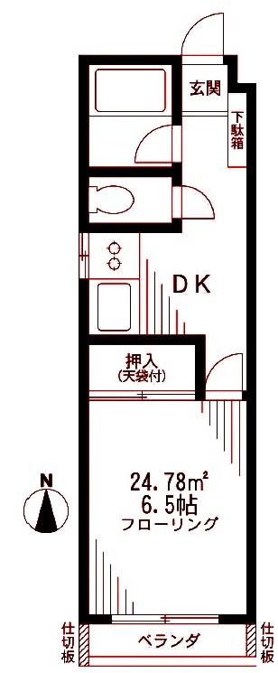 グロワール松見(1DK/2階)の間取り写真