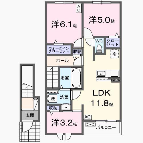 リトルウッズII(3LDK/2階)の間取り写真