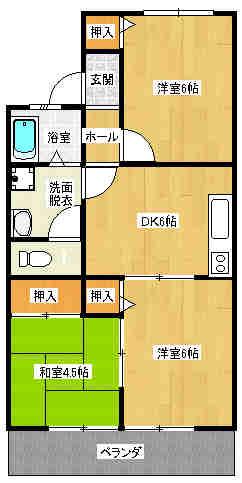 メゾン南紀の台(3DK/2階)の間取り写真