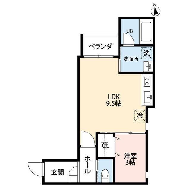 ROOMS南万代(1LDK/3階)の間取り写真