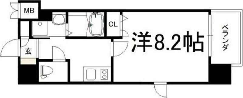 ディクス梅田東レジデンス(1K/2階)の間取り写真