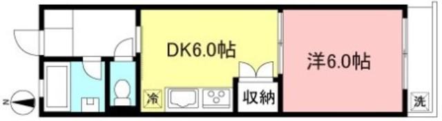 ベルハイム(1DK/2階)の間取り写真