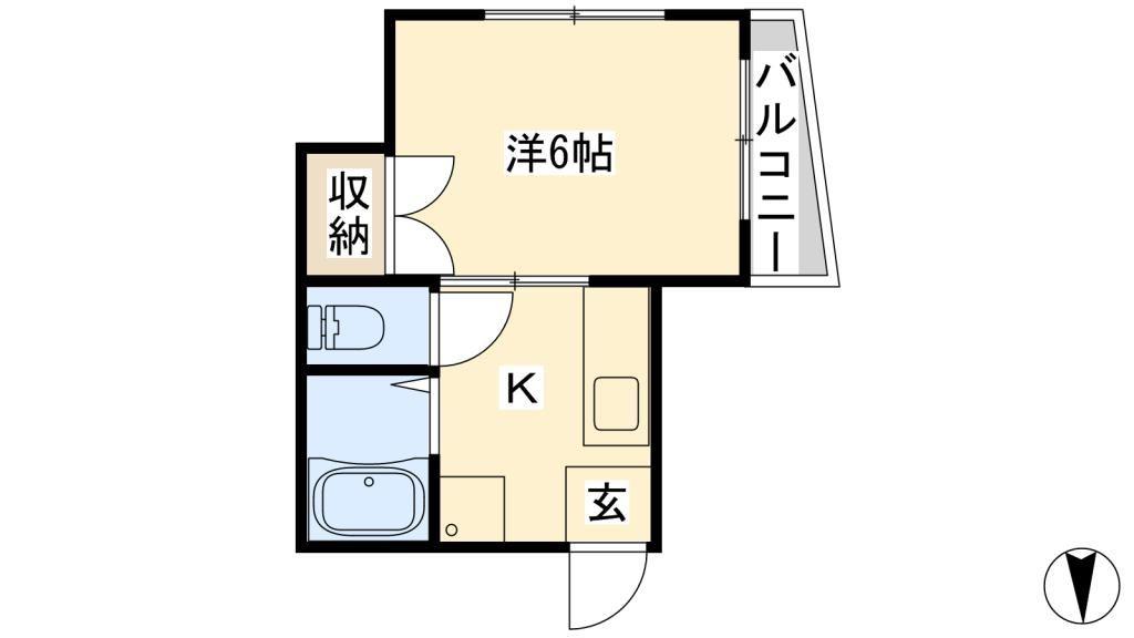 MKビル(1K/3階)の間取り写真