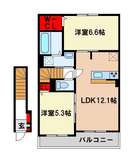 クレメント レジデンス I(2LDK/2階)の間取り写真