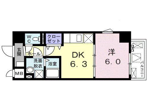 ルソレイユ(1DK/3階)の間取り写真