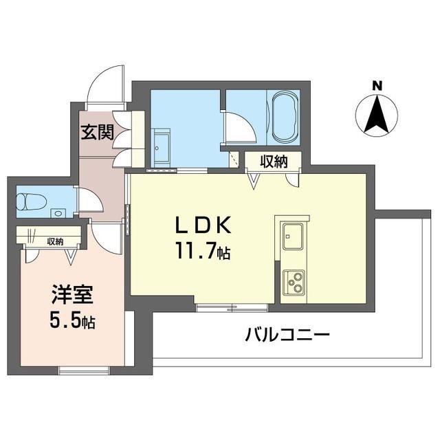 アンビエラ武蔵小杉(1LDK/2階)の間取り写真