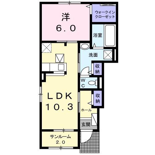 エテルノ(1LDK/1階)の間取り写真