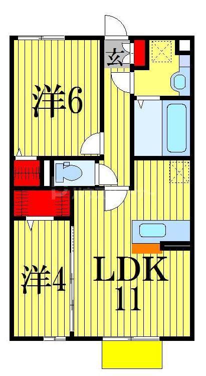 ティエラ奏の杜(2LDK/2階)の間取り写真