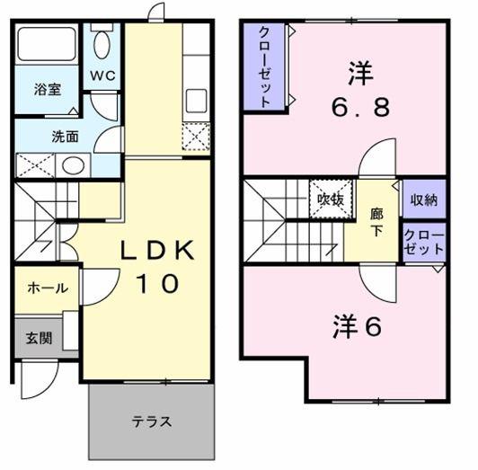 ラフィネIII 1(2LDK/1階)の間取り写真
