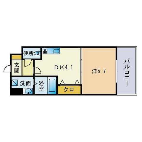 グランブルー大濠公園(1DK/2階)の間取り写真