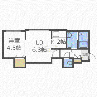 レスト北11条(1DK/2階)の間取り写真