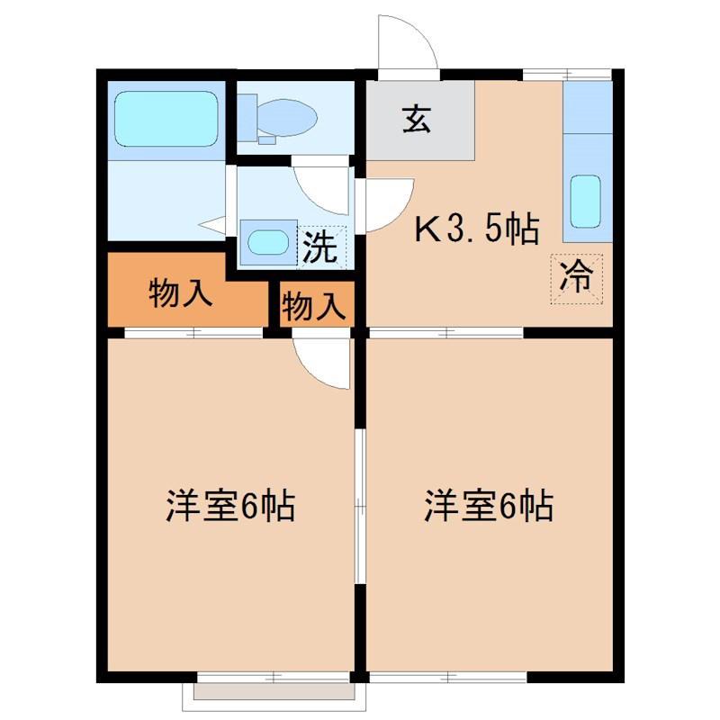 下妻ハイツ(2K/2階)の間取り写真