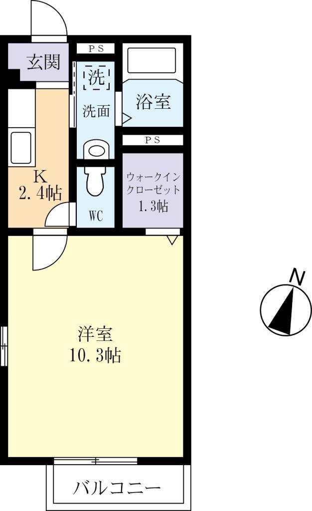 プランタン(1K/1階)の間取り写真
