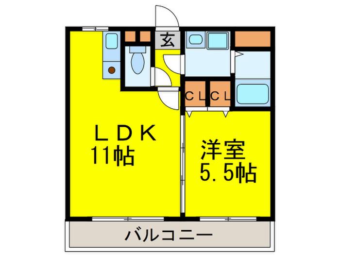 ビエラコート大橋(1LDK/4階)の間取り写真