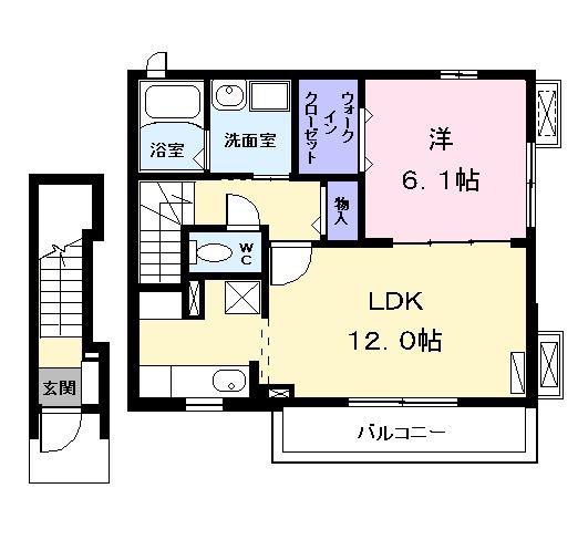 アンジュE(1LDK/2階)の間取り写真