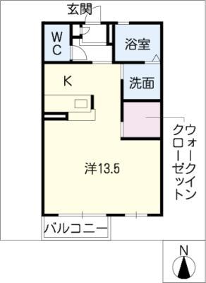 イデアル・レイ(ワンルーム/2階)の間取り写真