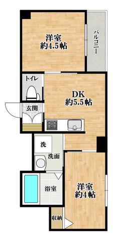 ドマーニ(2DK/4階)の間取り写真