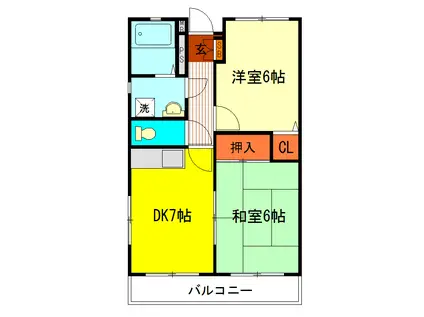 メゾンシャローI(2DK/1階)の間取り写真