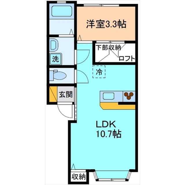 ミモザ8(1LDK/1階)の間取り写真