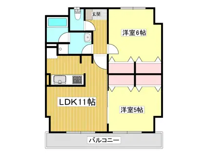 ＪＲ東北本線 名取駅 徒歩4分 5階建 築24年(2LDK/5階)の間取り写真